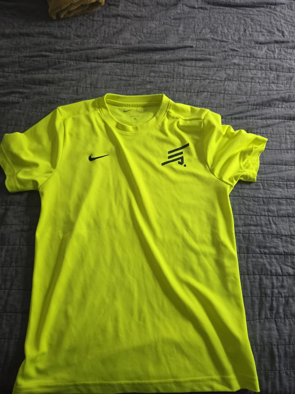 ECNL Nike Neon Yellow Athletic Shirt with Black Logos